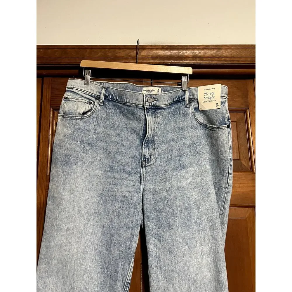 NWT Abercrombie & Fitch Women's The '90s Straight Ultra High Rise Jeans 35/20L